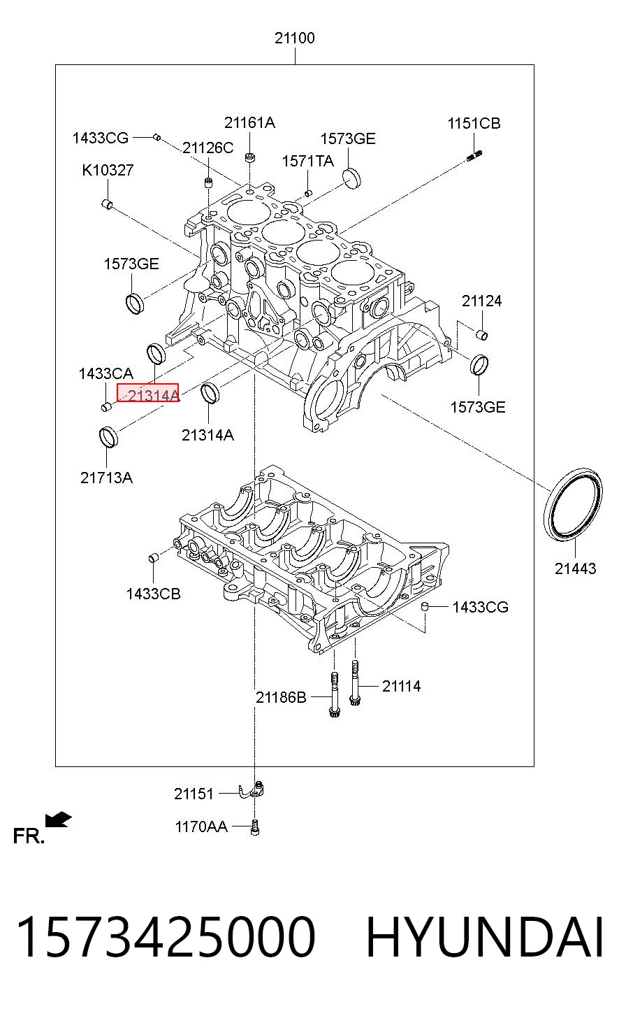 1573425000 Hyundai/Kia Tampão CBC/do bloco de cilindros