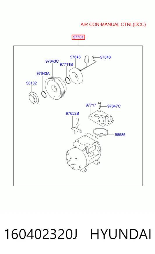 160402320J Hyundai/Kia Compressor de aparelho de ar condicionado