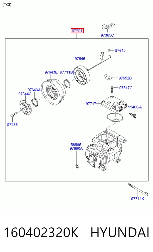 160402320K Hyundai/Kia Compressor de aparelho de ar condicionado