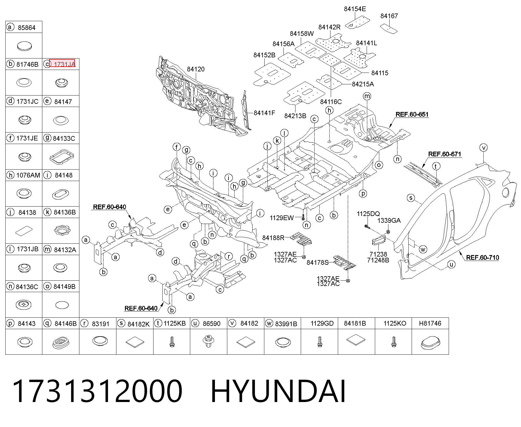 1731312000 Hyundai/Kia Tampão de fundo de carroçaria