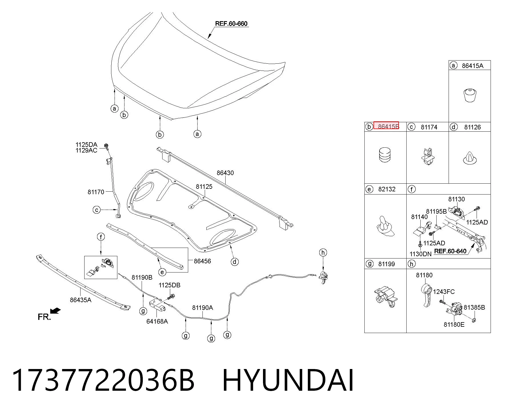 1737722036B Hyundai/Kia Pára-choque (grade de proteção) da capota
