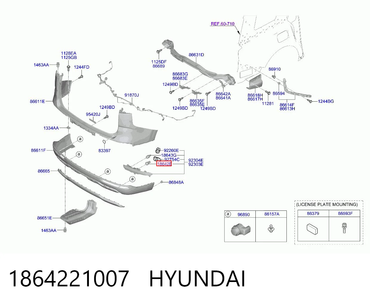 1864221007 Hyundai/Kia Lâmpada