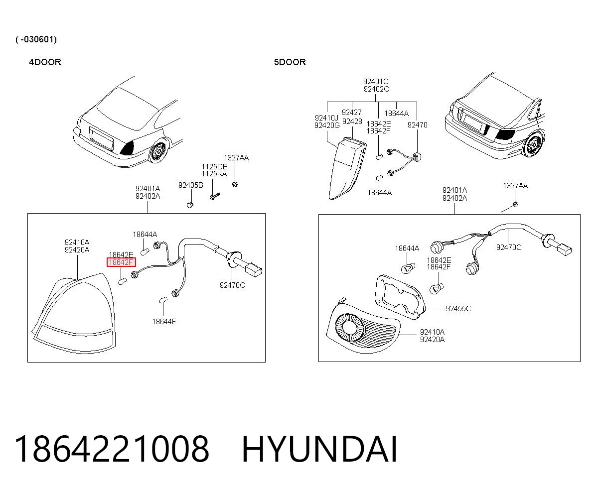 1864221008 Hyundai/Kia Lâmpada de parada do sinal da luz traseira