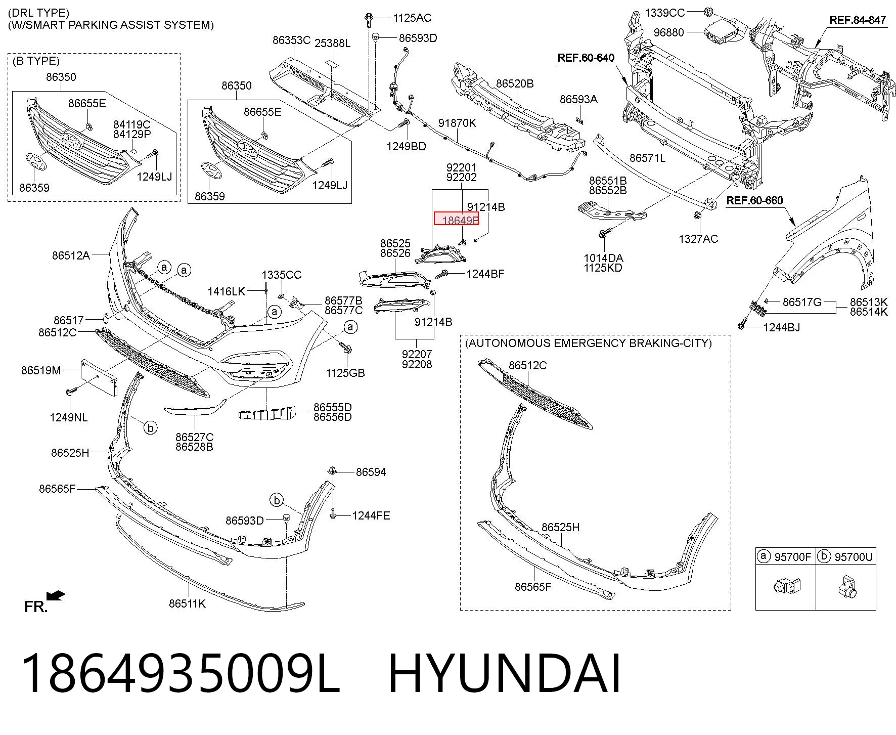 1864935009L Hyundai/Kia Lâmpada das luzes de nevoeiro