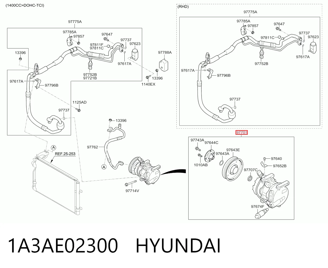 1A3AE02300 Hyundai/Kia Compressor de aparelho de ar condicionado
