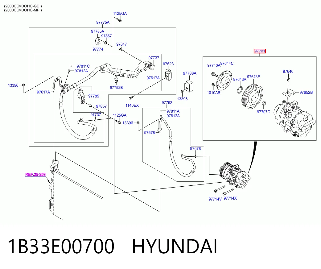 1B33E00700 Hyundai/Kia Compressor de aparelho de ar condicionado