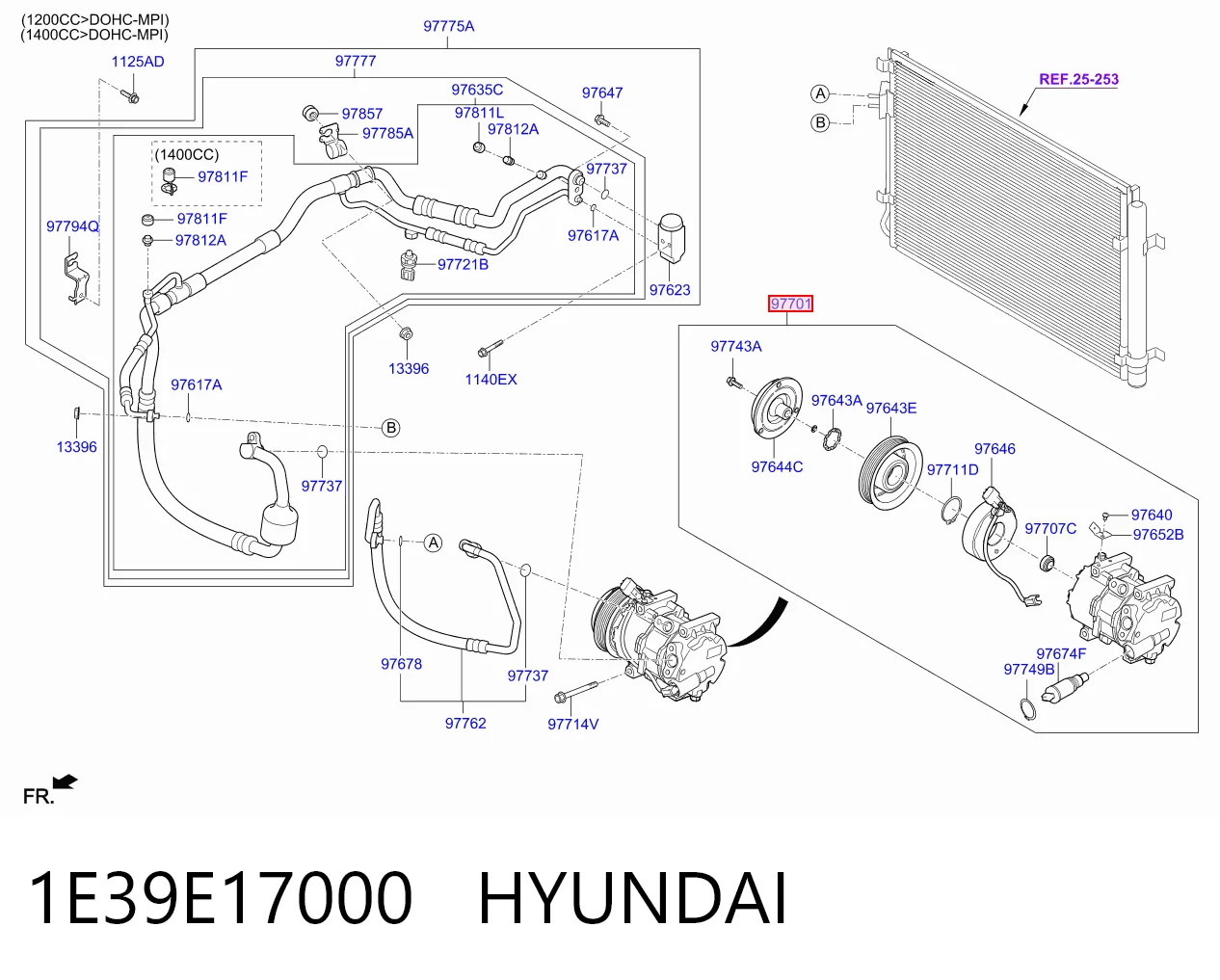 1E39E17000 Hyundai/Kia Compressor de aparelho de ar condicionado