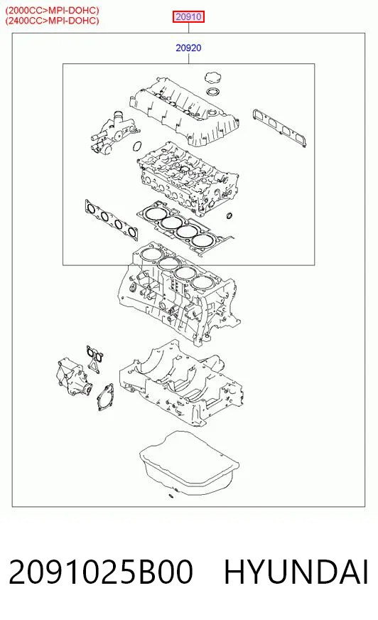 Kit de vedantes de motor completo Hyundai Sonata V NF