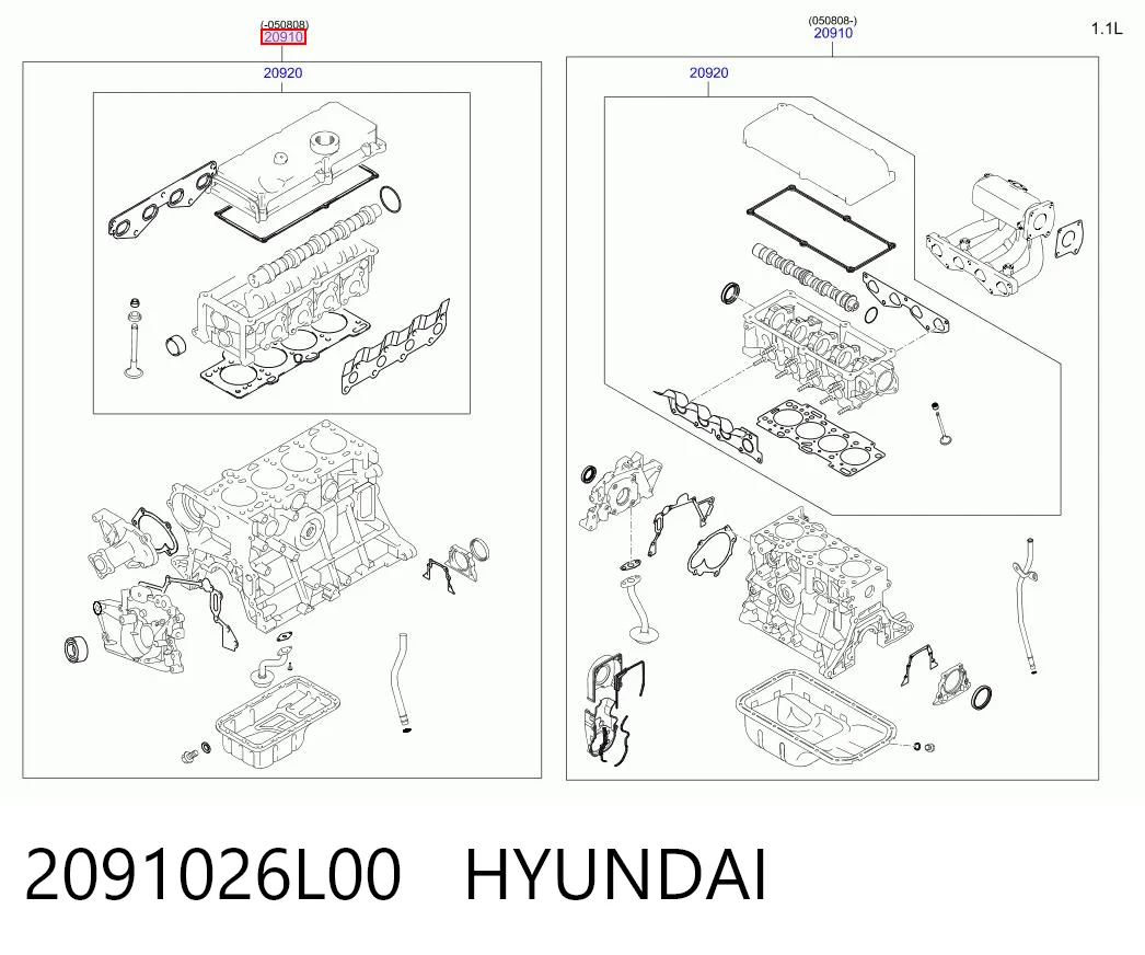 Kit de vedantes de motor completo Hyundai Accent III MC ao melhor preço