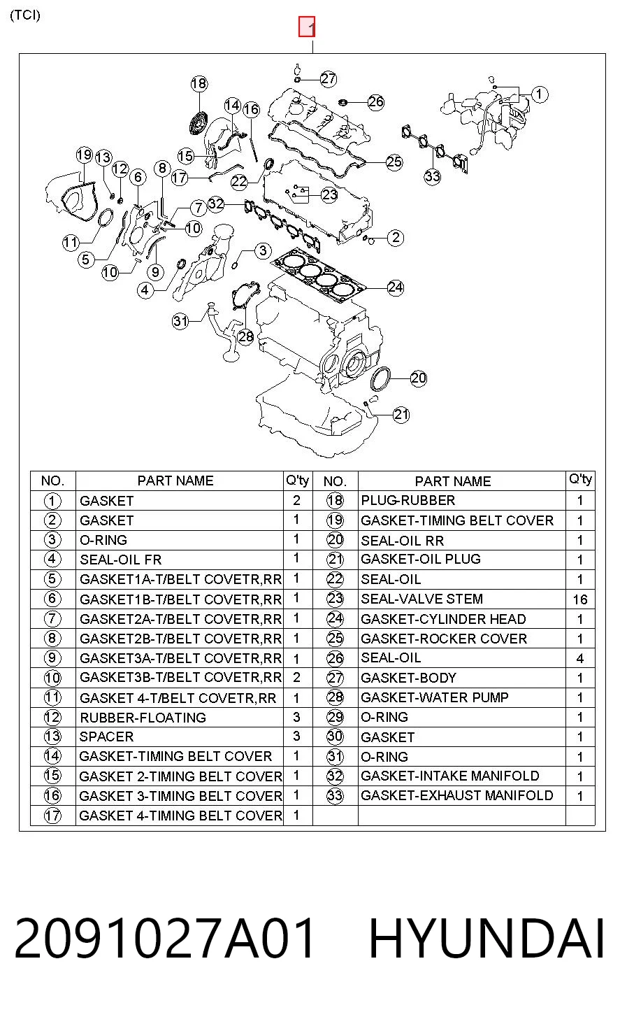 Kit de vedantes de motor completo Hyundai Elantra III XD ao melhor preço