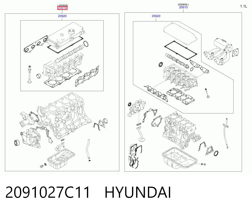 Kit de vedantes de motor completo para Hyundai Matrix FC
