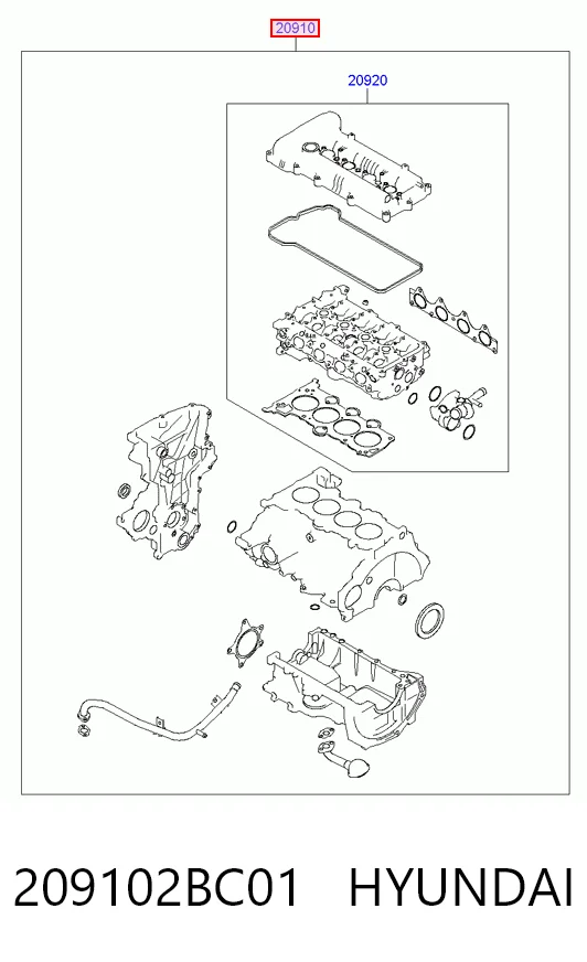  Kit de vedantes de motor completo KIA Ceed hatchback (ED) (2006 - 2012) 