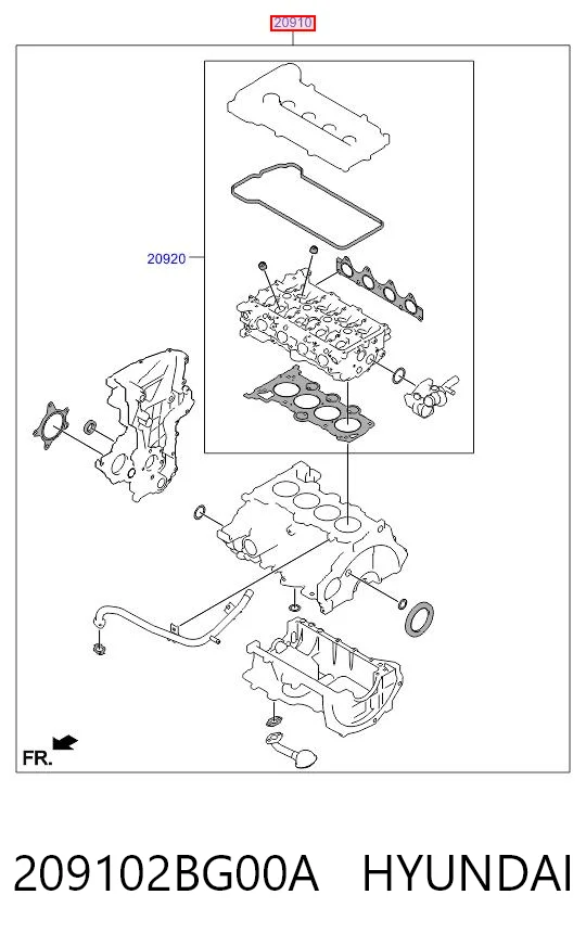 209102BG00A Hyundai/Kia Kit de vedantes de motor completo