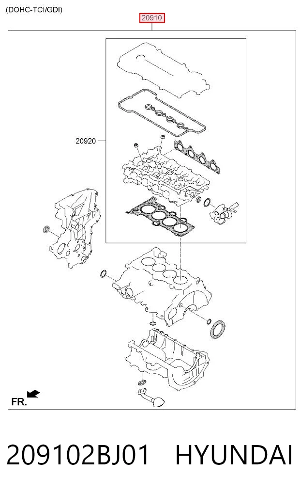 209102BJ01 Hyundai/Kia Kit de vedantes de motor completo
