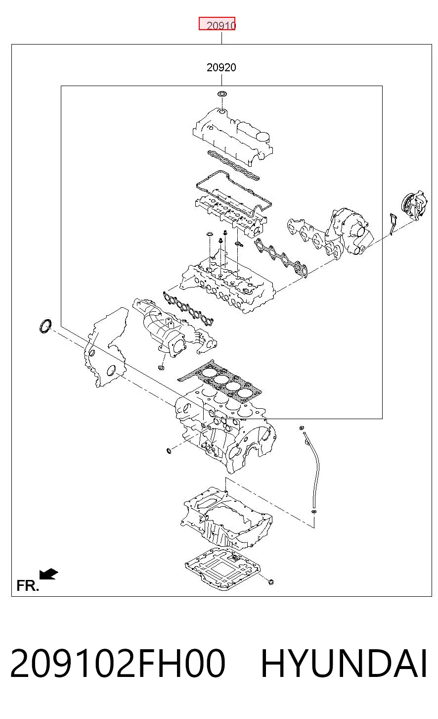 Kit de vedantes de motor completo para Hyundai Santa Fe TM, TMA