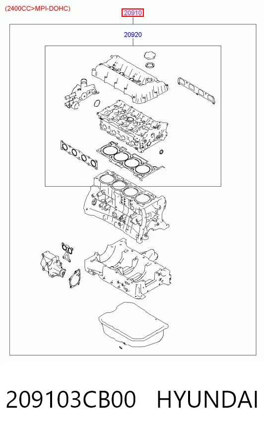Kit de vedantes de motor completo Hyundai Sonata V NF