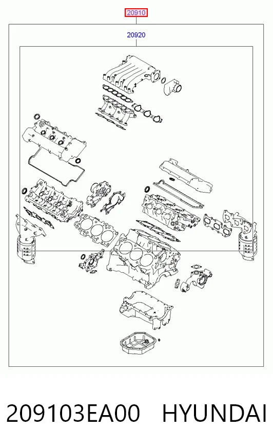 209103EA00 Hyundai/Kia Kit de vedantes de motor completo
