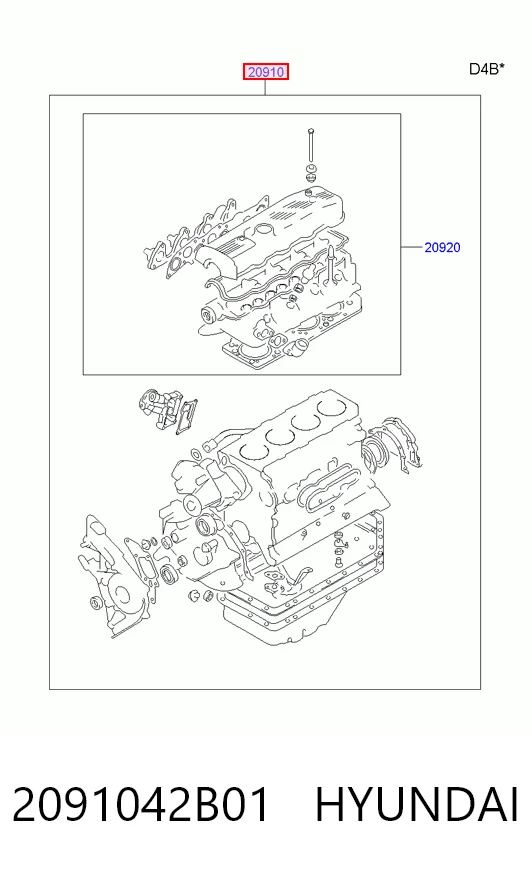 Kit de vedantes de motor completo para Hyundai H-1 STAREX 
