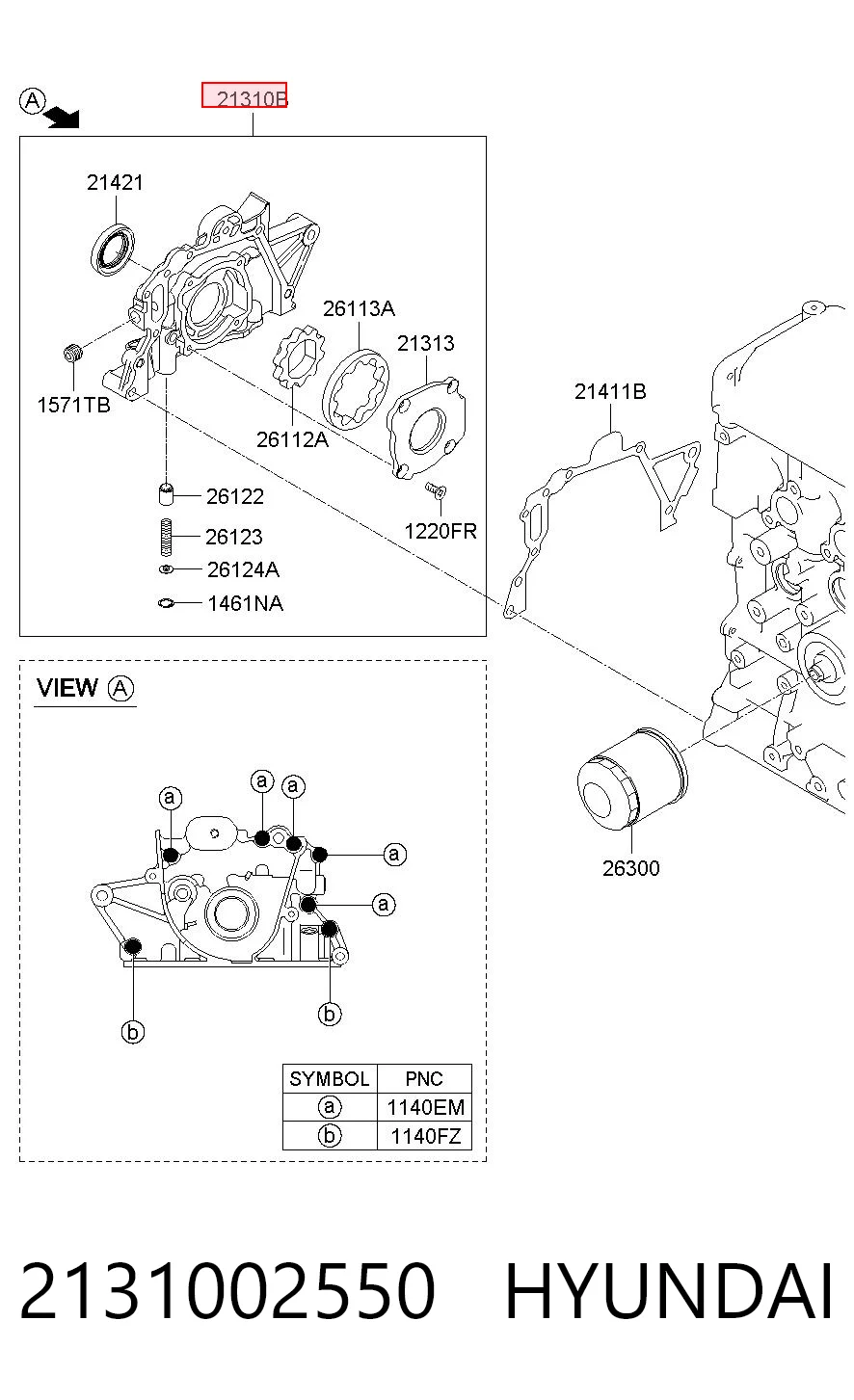 2131002550 Hyundai/Kia Bomba de óleo