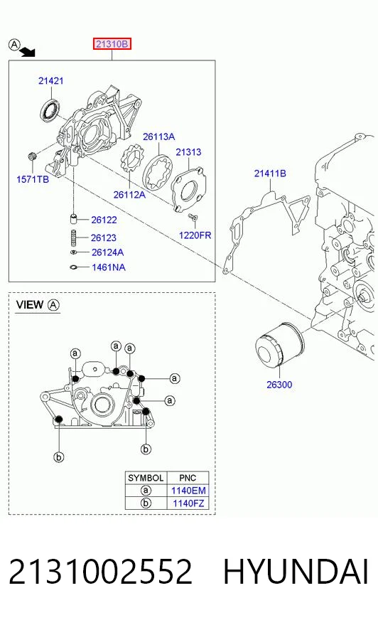 2131002552 Hyundai/Kia Bomba de óleo