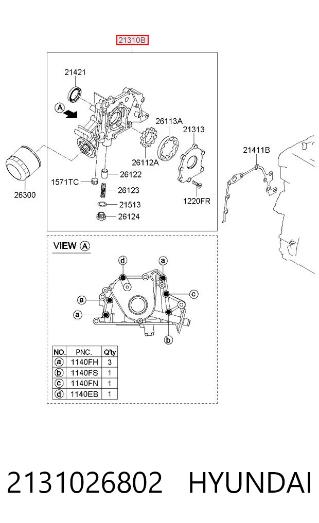 2131026802 Hyundai/Kia Bomba de óleo