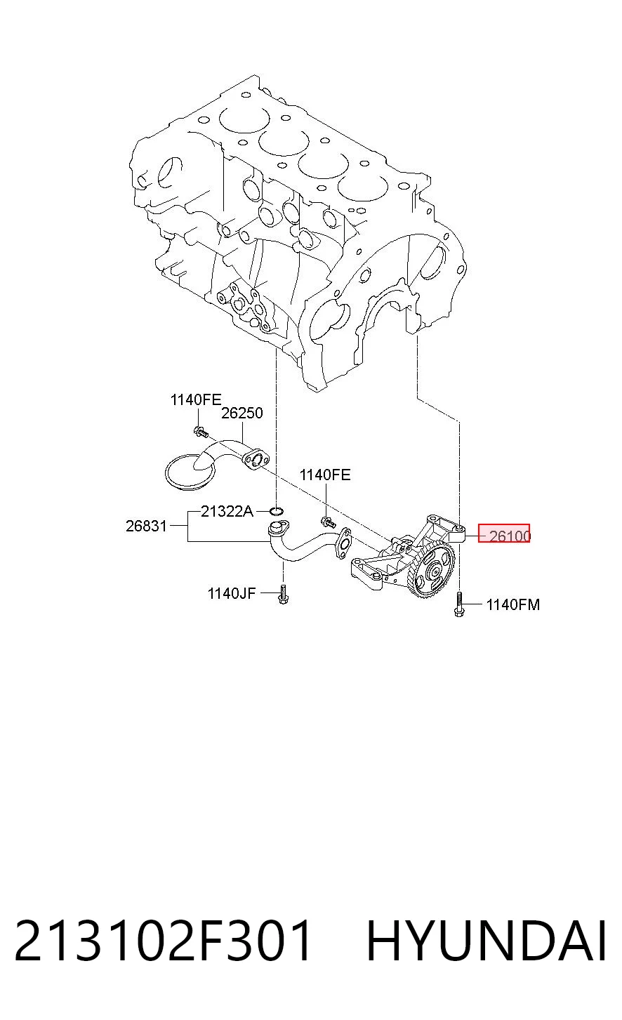213102F301 Hyundai/Kia Bomba de óleo