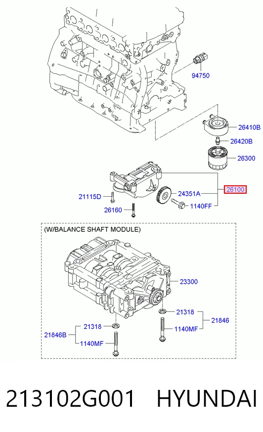 213102G001 Hyundai/Kia Bomba de óleo