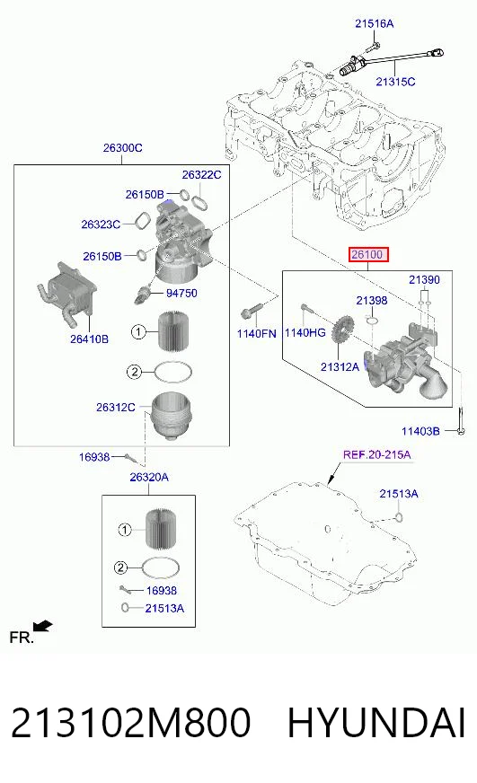 213102M800 Hyundai/Kia Bomba de óleo