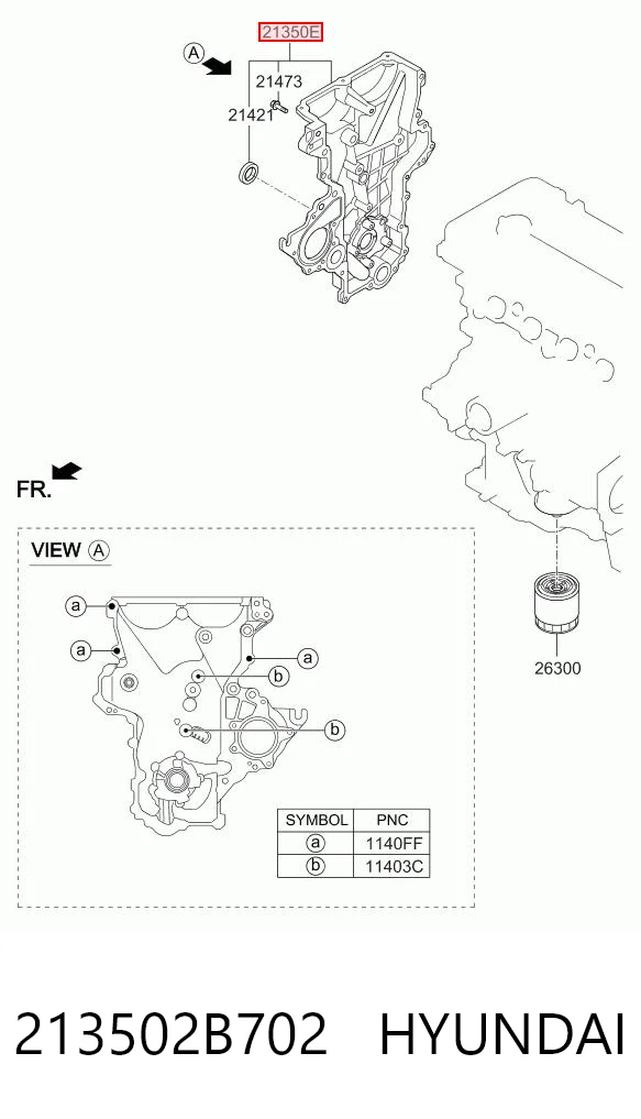 213502B702 Hyundai/Kia Tampa de motor dianteira