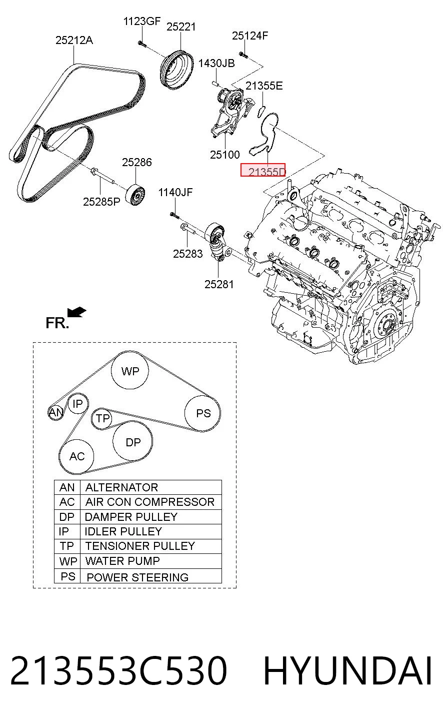 213553C530 Hyundai/Kia Vedante de bomba de água