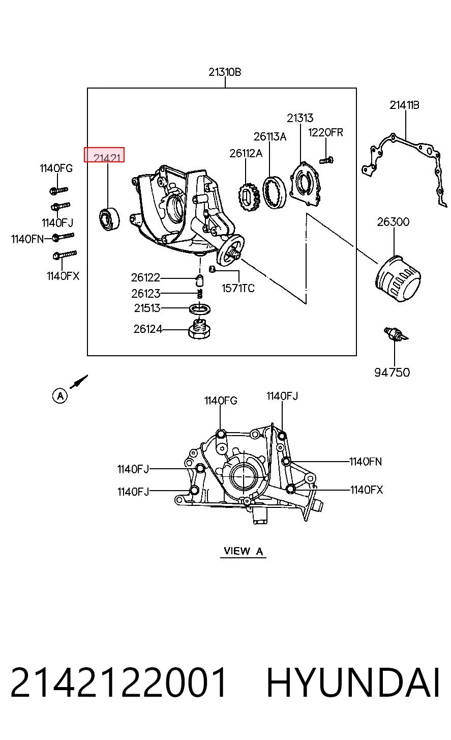 Vedação dianteira de cambota de motor para KIA Rio II JB