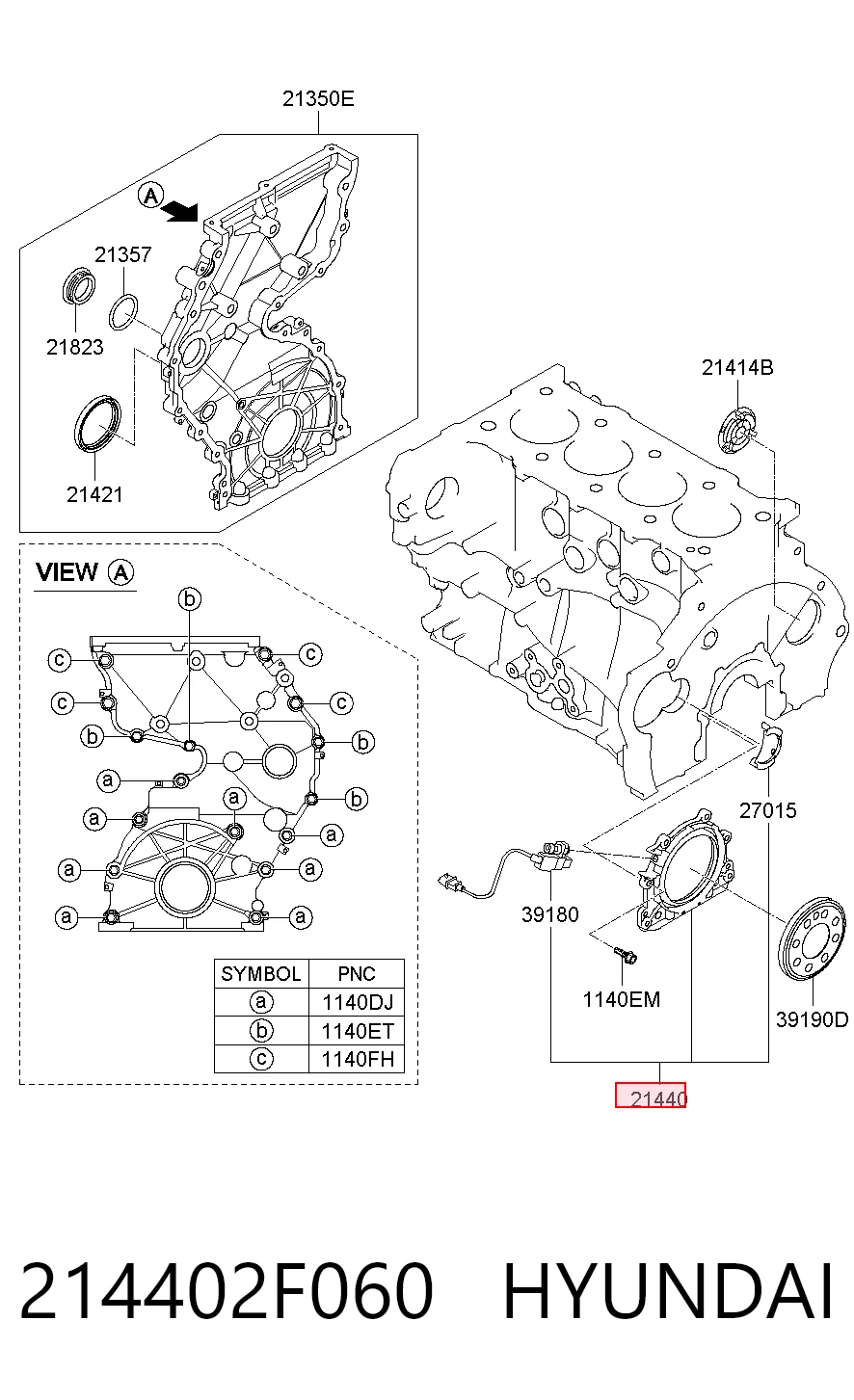 214402F060 Hyundai/Kia Abraçadeira de bucim traseiro de cambota