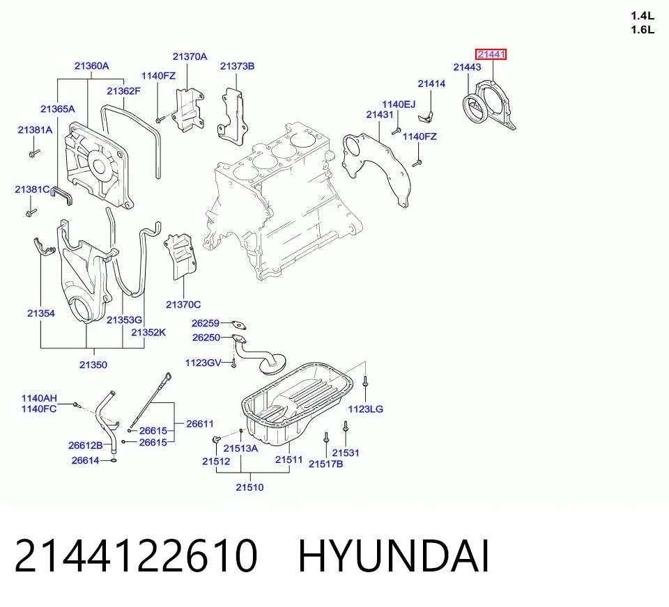 2144122610 Hyundai/Kia Abraçadeira de bucim traseiro de cambota