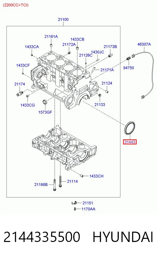  Vedação traseira de cambota de motor KIA Sportage II SUV (JE) (2004 - 2010) II