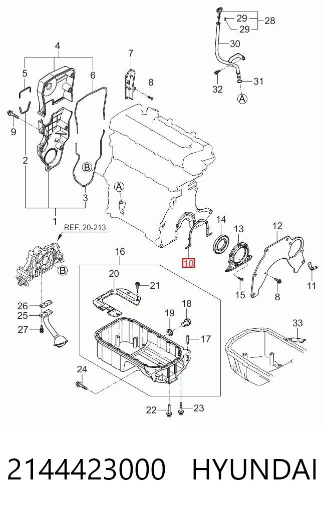 2144423000 Hyundai/Kia Vedante de tampa traseira do bloco de cilindros