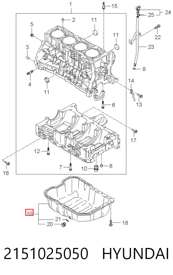 2151025050 Hyundai/Kia Panela de óleo de cárter do motor