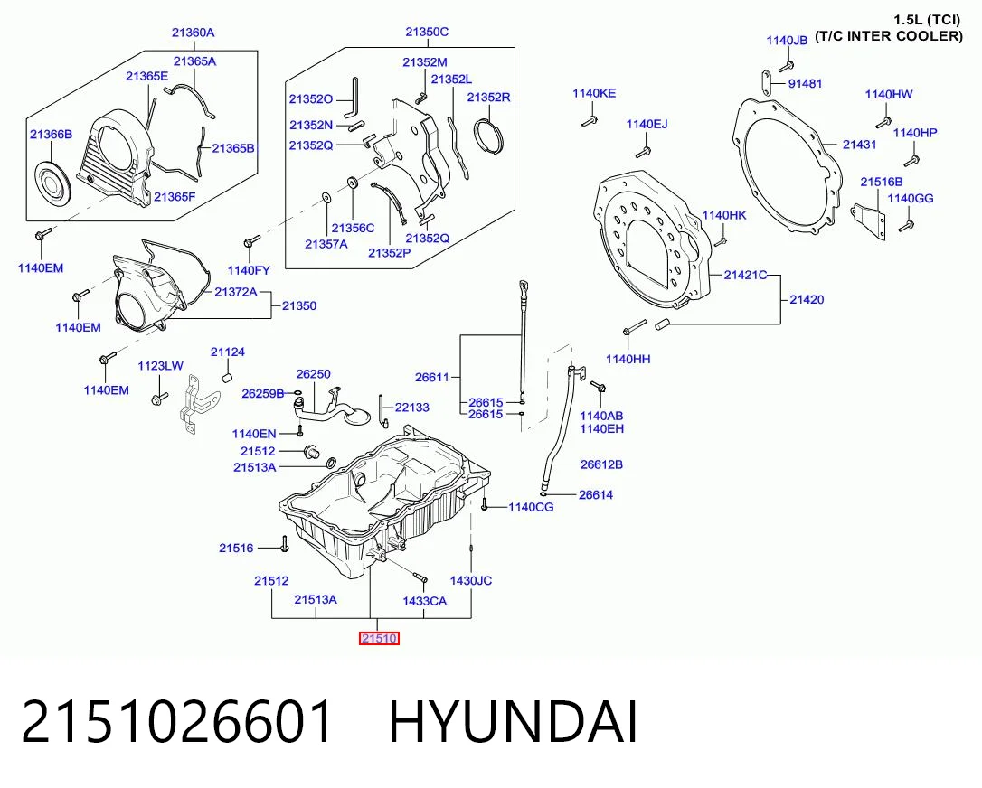 2151026601 Hyundai/Kia Panela de óleo de cárter do motor