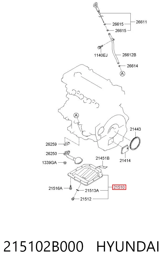 215102B000 Hyundai/Kia Panela de óleo de cárter do motor
