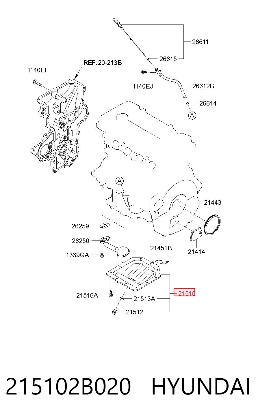 215102B020 Hyundai/Kia Panela de óleo de cárter do motor