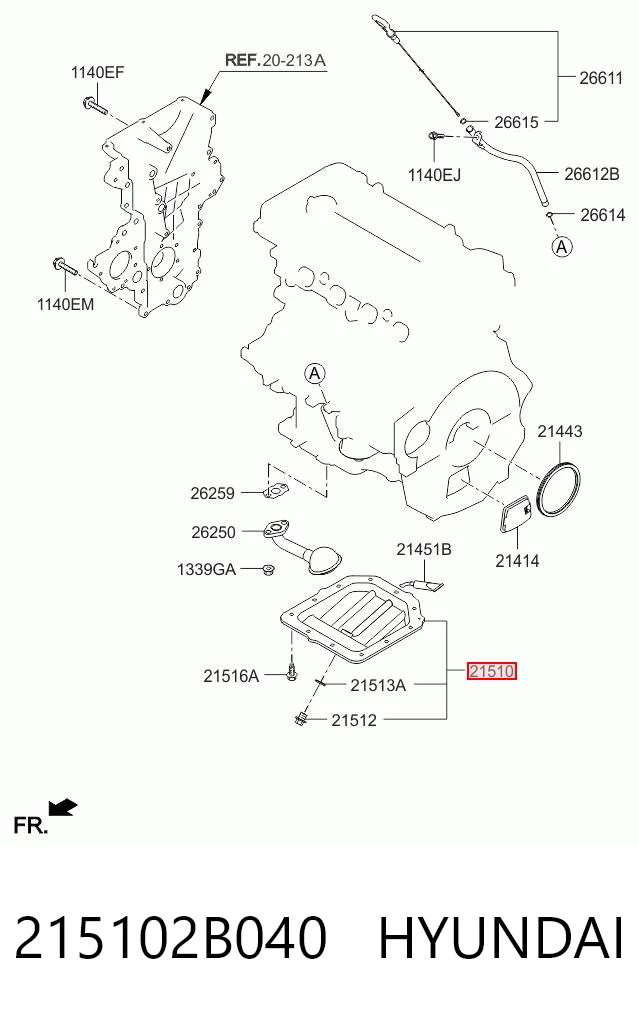 215102B040 Hyundai/Kia Panela de óleo de cárter do motor