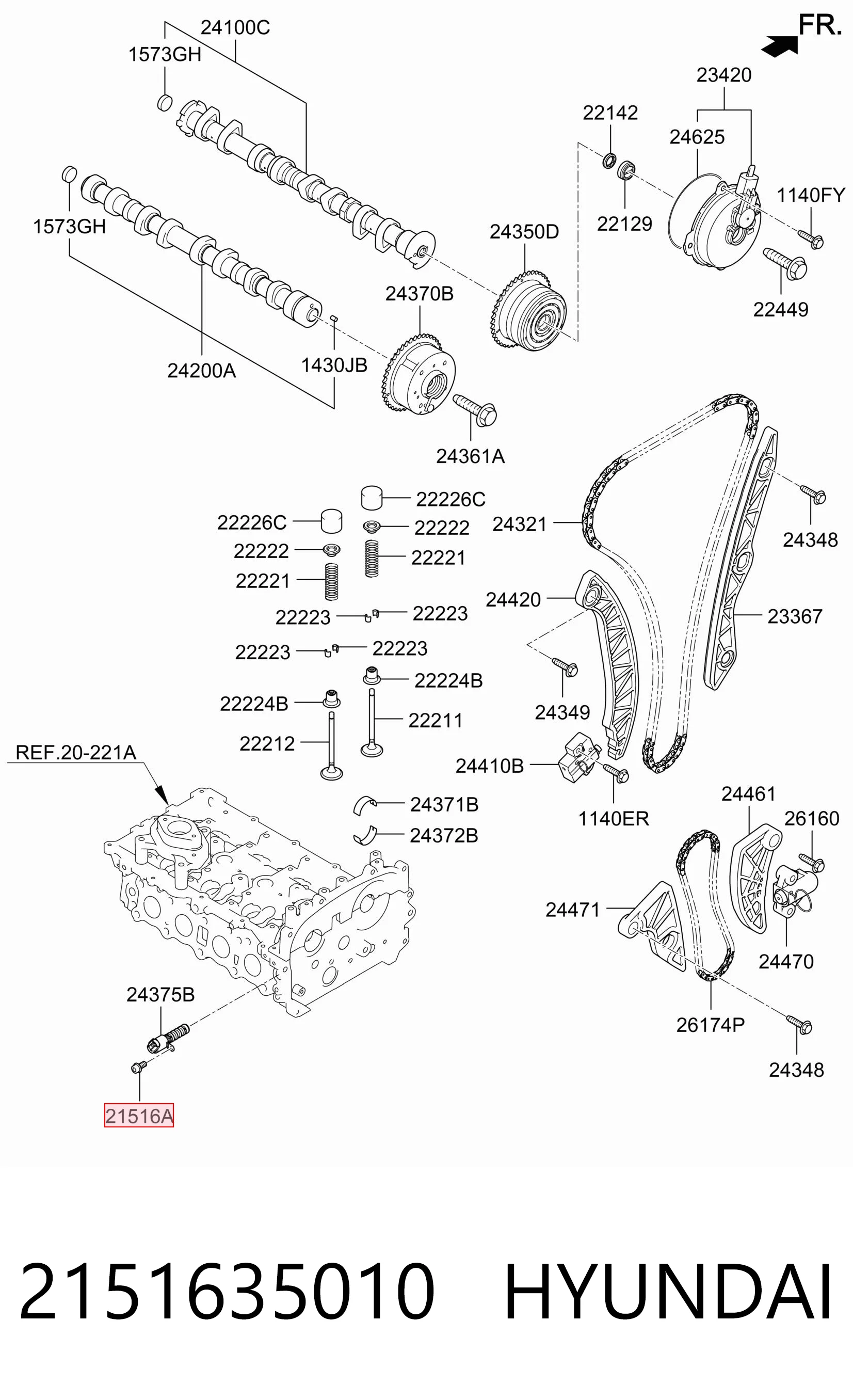 2151635010 Hyundai/Kia Parafuso (porca) de fixação