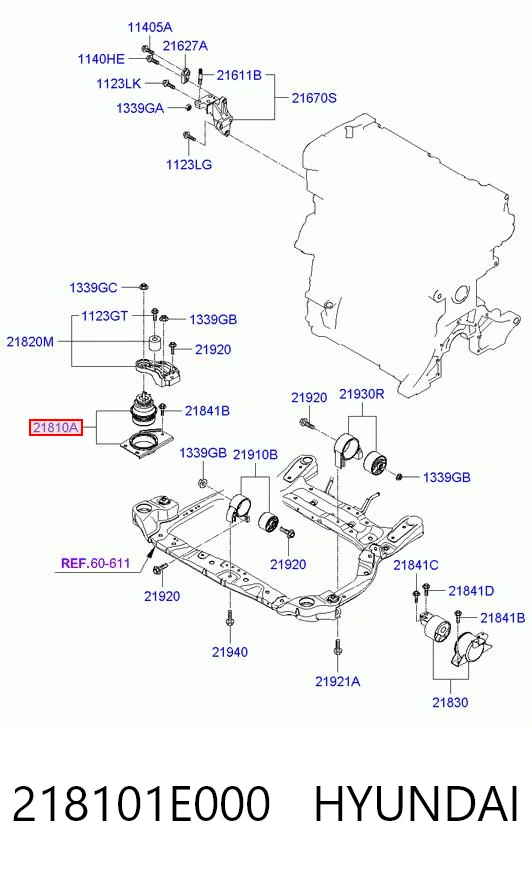 218101E000 Hyundai/Kia Coxim (suporte) direito de motor