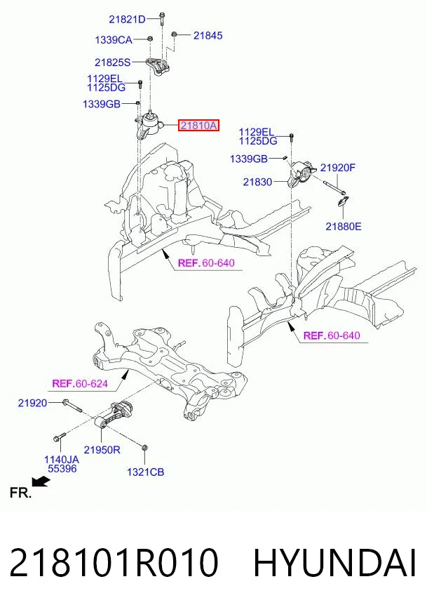 218101R010 Hyundai/Kia Coxim (suporte) direito de motor