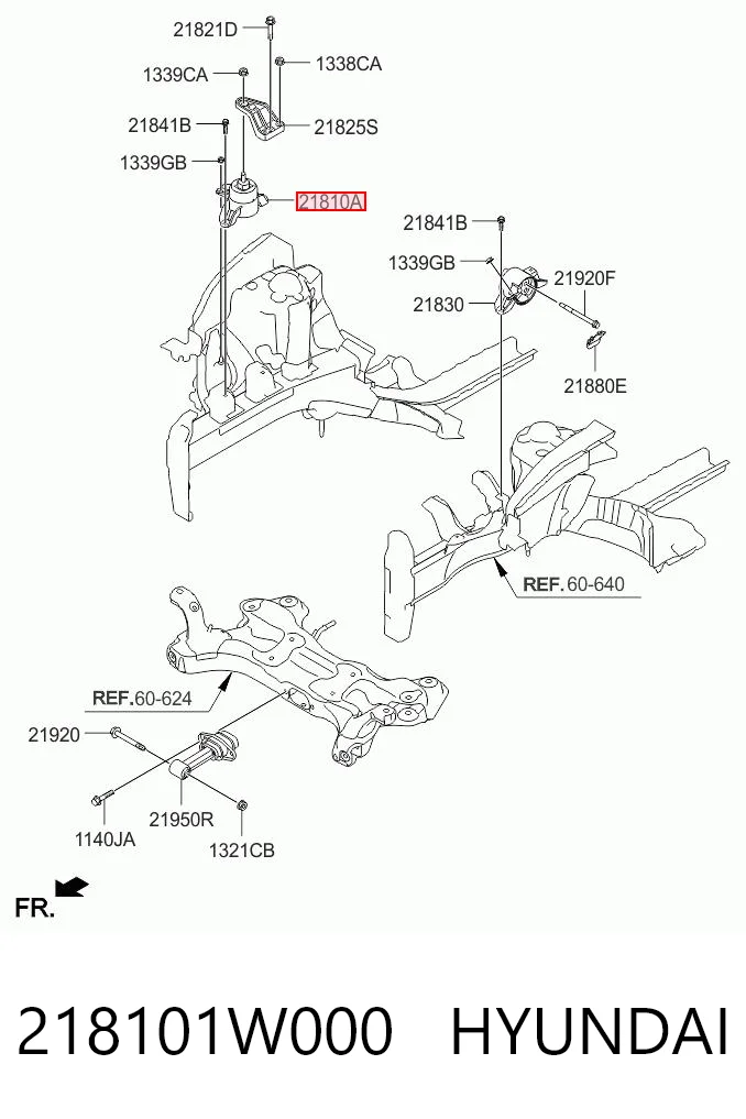 218101W000 Hyundai/Kia Coxim (suporte) direito de motor
