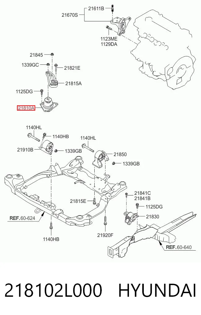 218102L000 Hyundai/Kia Coxim (suporte) direito de motor
