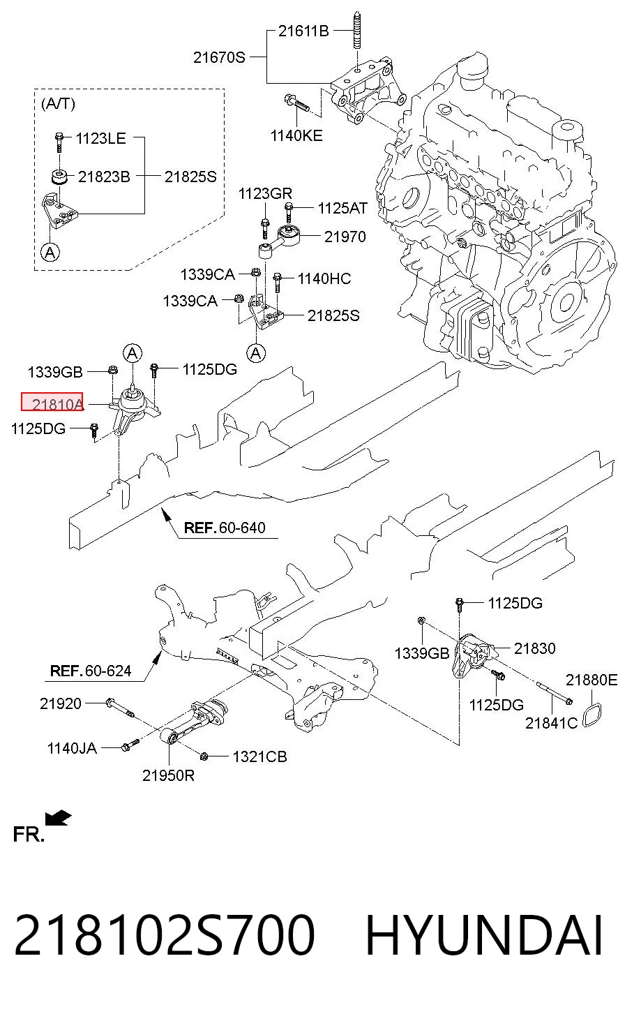 218102S700 Hyundai/Kia Coxim (suporte) direito de motor