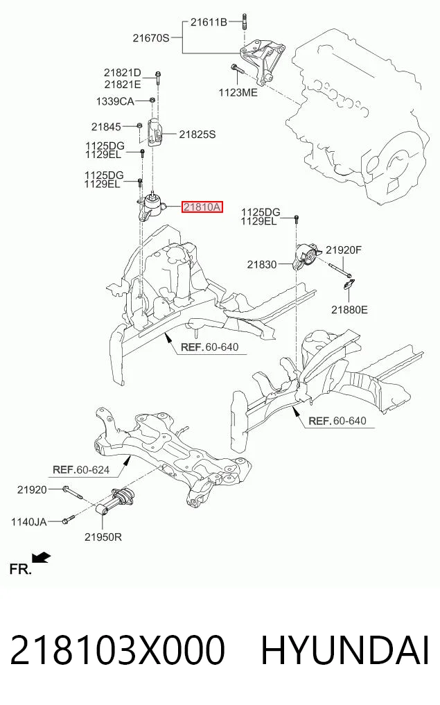 218103X000 Hyundai/Kia Coxim (suporte) direito de motor