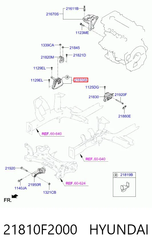 21810F2000 Hyundai/Kia Coxim (suporte) direito de motor