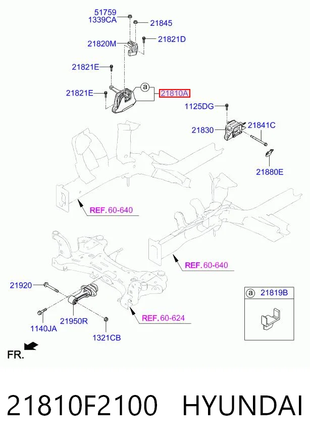 21810F2100 Hyundai/Kia Coxim (suporte) direito de motor