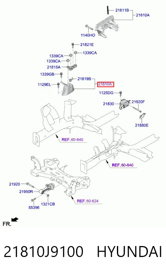 21810J9100 Hyundai/Kia Coxim (suporte) direito de motor